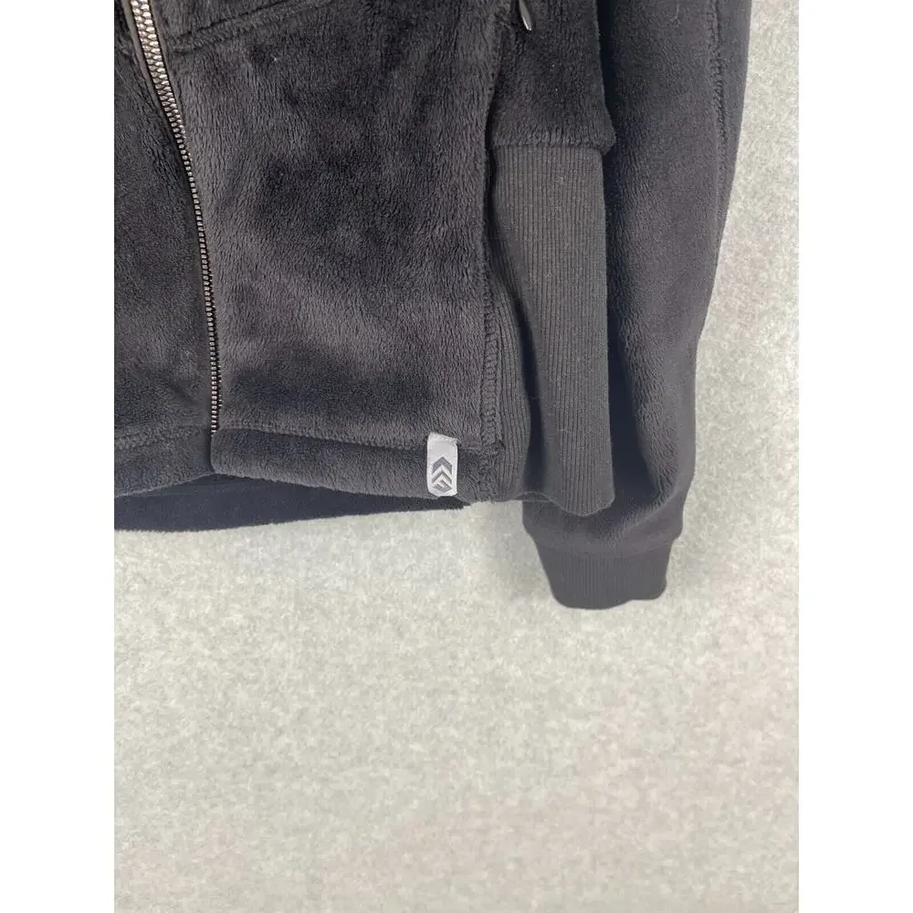 Free Country Jacket Womens M‎ Black Sherpa Full Zip Warm Long Sleeve Faux Fur
